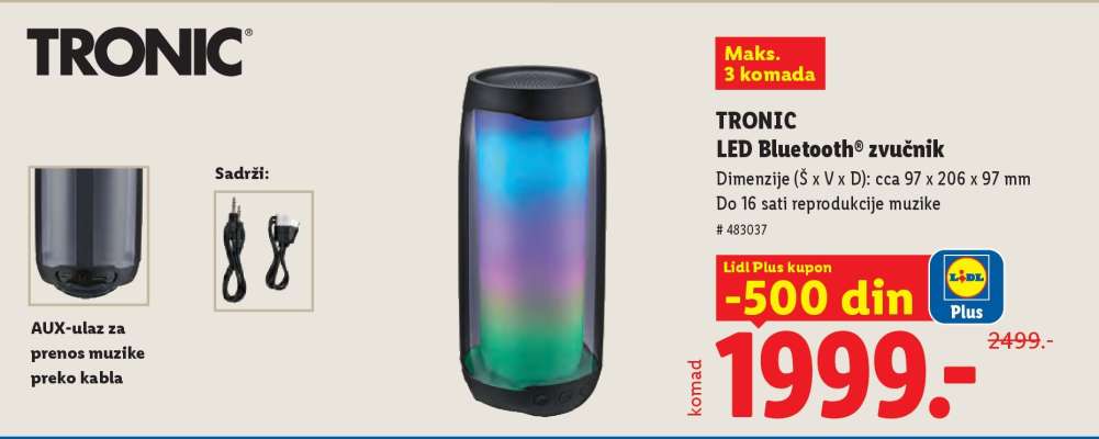 TRONIC LED Bluetooth zvučnik