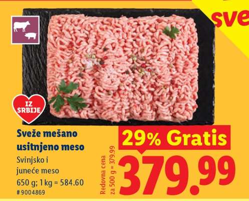 Sveže mešano usitnjeno meso