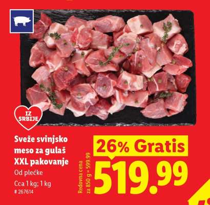 Sveže svinjsko meso za gulaš XXL pakovanje