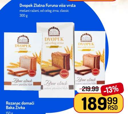 Dvopek Zlatna Furuna više vrsta