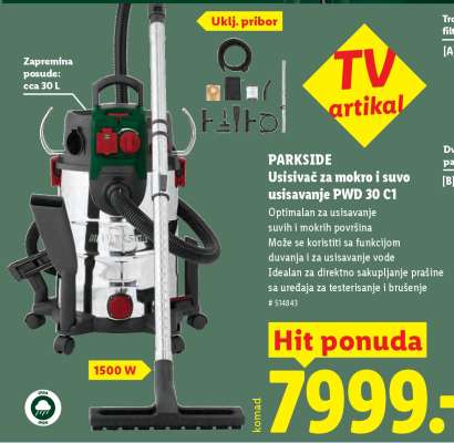 PARKSIDE Usisivač za mokro i suvo usisavanje PWD 30 C1