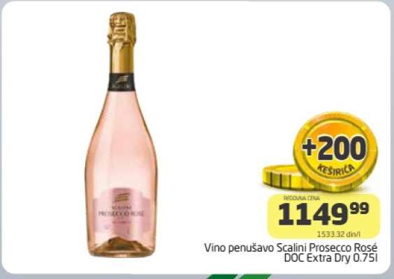Vino penušavo Scalini Prosecco Rosé DOC Extra Dry 0.75l