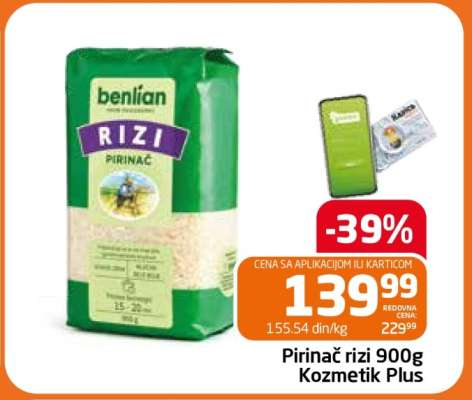 Pirinac rizi 900g Kozmetik Plus