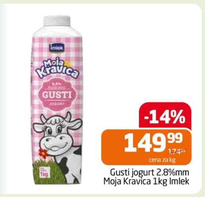 Gusti jogurt 2.8%mm Moja Kravica 1kg Imlek