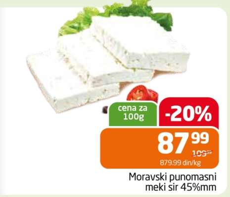 Moravski punomasni meki sir 45%mm