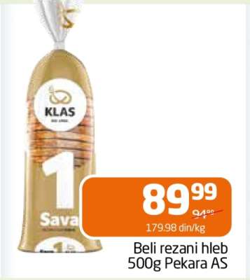 Beli rezani hleb 500g Pekara AS