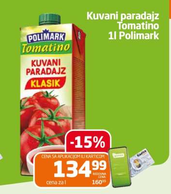Kuvani paradajz Tomatino 1l Polimark