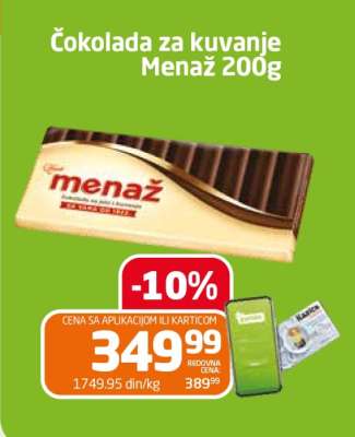 Čokolada za kuvanje Menaž 200g