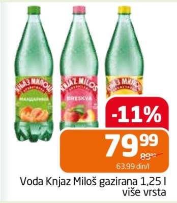 Voda Knjaz Miloš gazirana 1,25 l