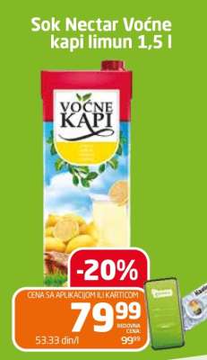 Sok Nectar Voćne kapi limun 1,5 l