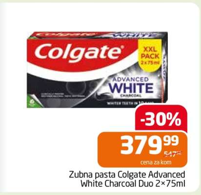 Zubna pasta Colgate Advanced White Charcoal Duo 2×75ml