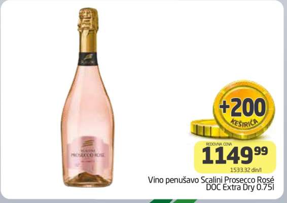 Vino penušavo Scalini Prosecco Rosé DOC Extra Dry 0.75l