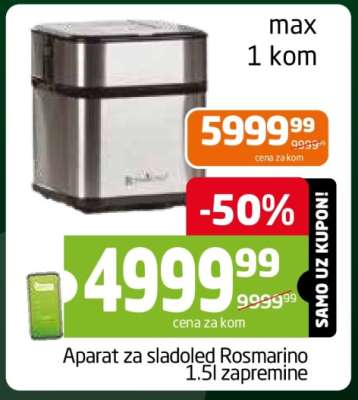 Aparat za sladoled Rosmarino 1.5l zapremine