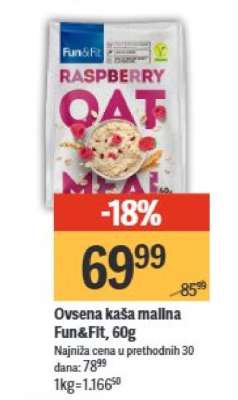 Ovsena kaša malina Fun&Fit, 60g
