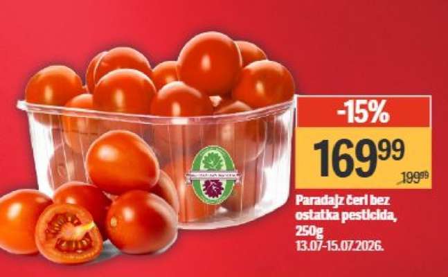 Paradajz čeri bez ostatka pesticida, 250g