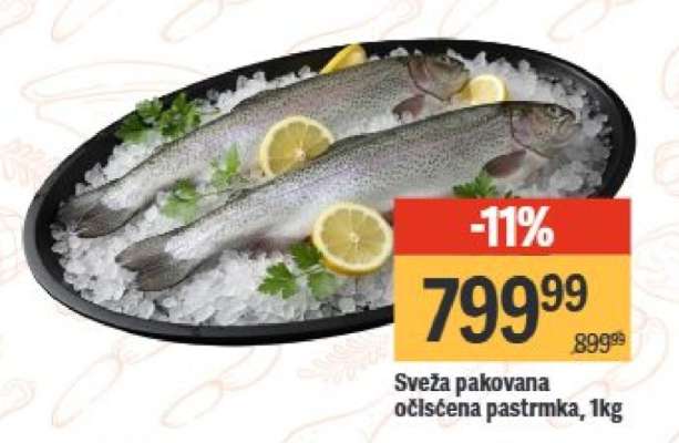Sveža pakovana očišćena pastrmka, 1kg