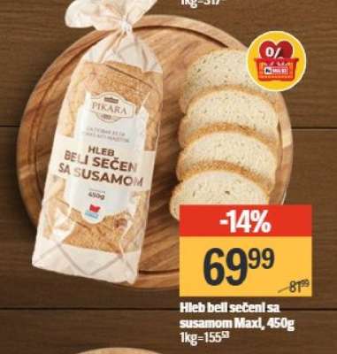 Hleb beli sečeni sa susamom Maxi, 450g