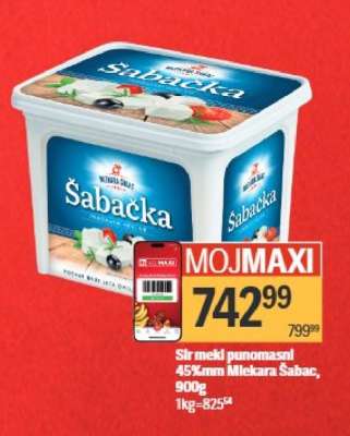 Sir mekani punomasni 45%mm Mlekara Šabac, 900g