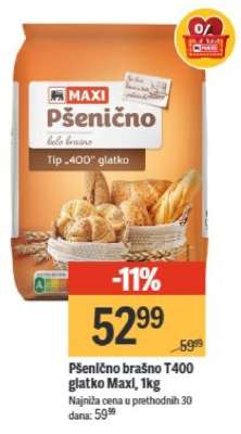 Pšenično brašno T400 glatko Maxi 1kg