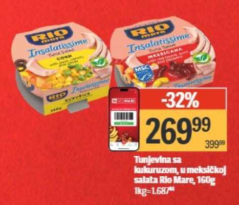 Tunjevina sa kukuruzom, u meksičkoj salata Rio Mare, 160g