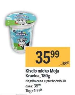 Kiselo mleko Moja Kravica, 180g