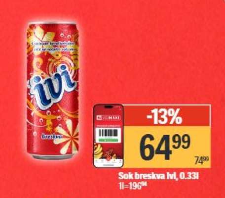 Sok breskva Ivi, 0.33l