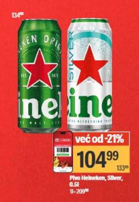 Pivo Heineken Silver 0.5l