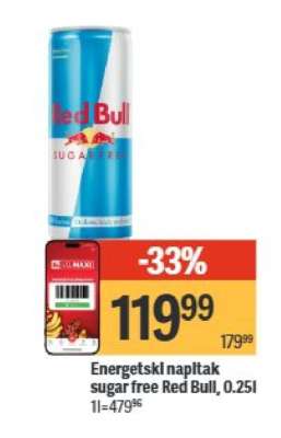Energetski napitak Sugar free Red Bull, 0,25l