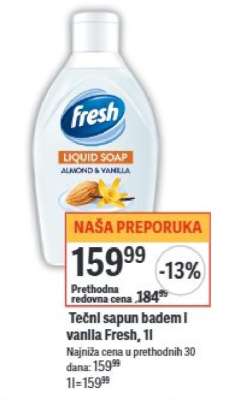 Tečni sapun badem i vanilla Fresh, 1l
