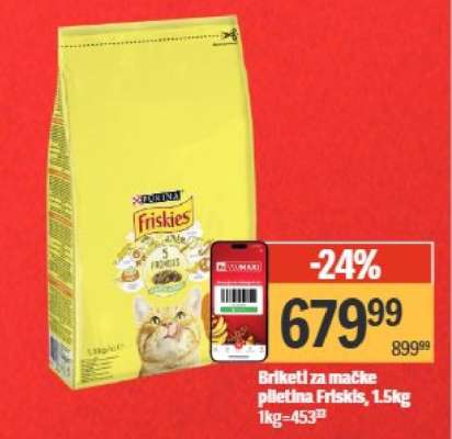 Briketi za mačke piletina Friskis, 1.5kg