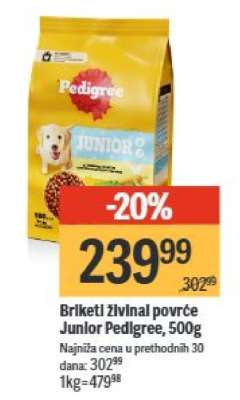Briketi živilnal povrće Junior Pedigree, 500g