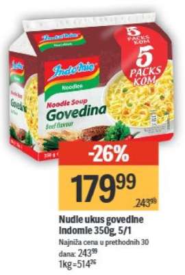 Nudle ukus govedine Indomie, 350g, 5/1