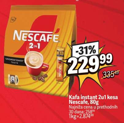 Kafa instant 2u1 kesa Nescafe, 80g