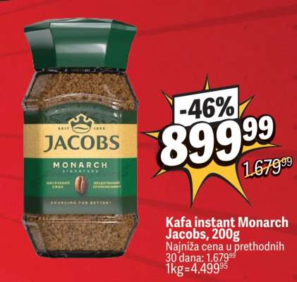 Kafa instant Monarch Jacobs 200g