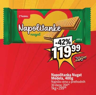 Napolitanka Nugat Medela 400g