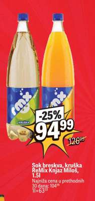 Sok breskva kruška ReMix Knjaz Miloš 1.5l