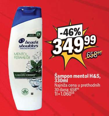 Šampon mentol H&S, 330ml