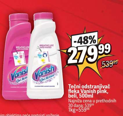 Tečni odstranjivač fleka Vanish pink beli 500ml