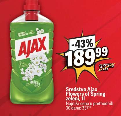 Sredstvo Ajax Flowers of Spring zeleni, 1l