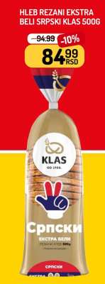 Hleb rezani ekstra beli Srpski Klas 500g