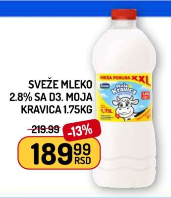 SVEŽE MLEKO 2.8% SA D3. MOJA KRAVICA 1.75KG