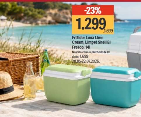 Frižider Luna Lime Cream, Limpet Shell El Fresco, 14l