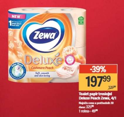 Toalet papir troslojni Deluxe Peach Zewa, 4/1