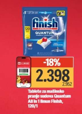 Tablete za mašinsko pranje sudova Quantum All In 1 limun Finish, 120/1