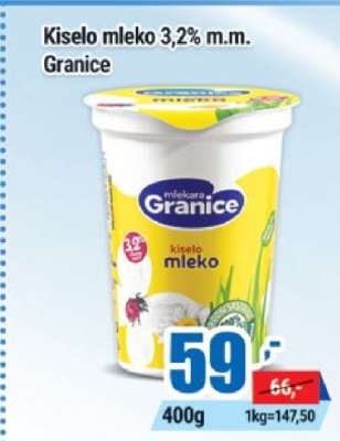 Kiselo mleko 3,2% m.m. Granice
