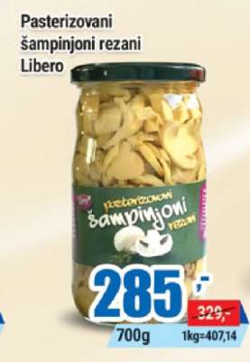 Pasterizovani šampinjoni rezani Libero