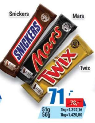 Snickers, Mars, Twix