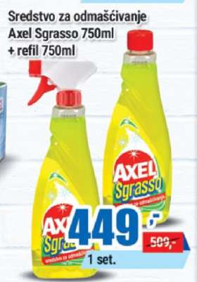 Sredstvo za odmašćivanje Axel Sgrasso 750ml + refil 750ml