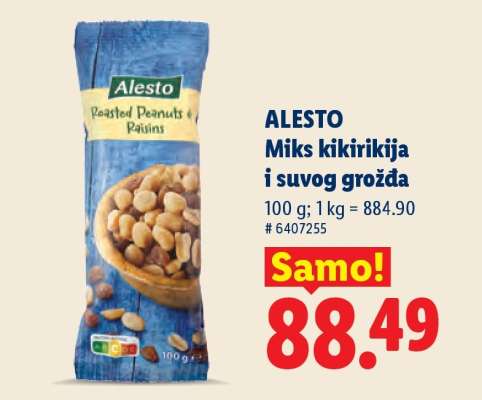 Alesto miks kikirikija i suvog grožđa