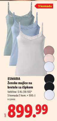 ESMARA Ženske majice na bretele sa čipkom